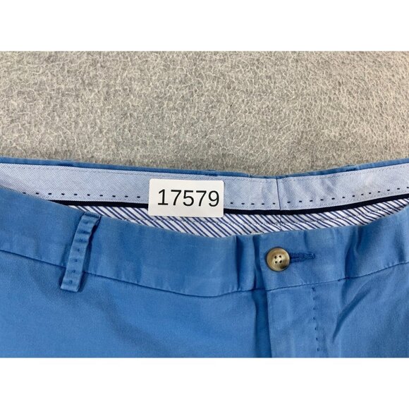 Peter Millar Pima Cotton Flat Front Chino Shorts (Men's 40) Blue - 9" - Picture 6 of 12